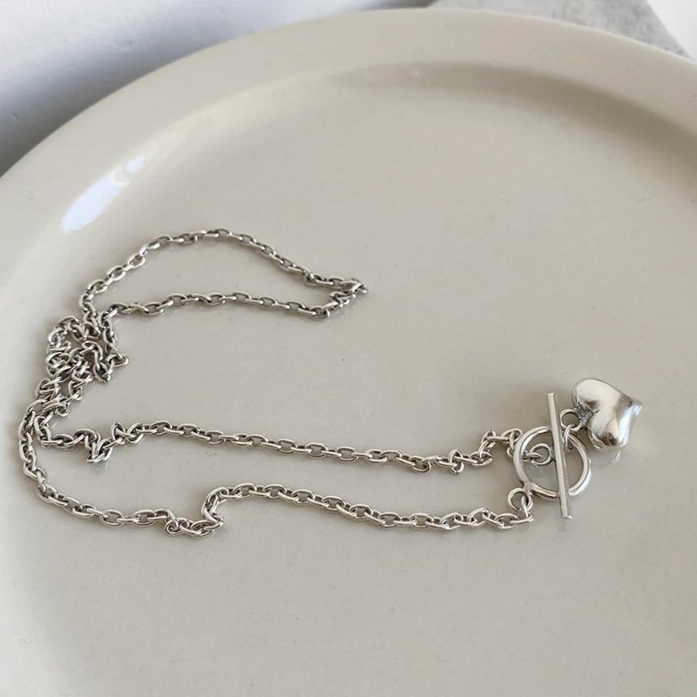 *NEW 925 Sterling Silver Heart Link Chain Necklace - Picture 6 of 10